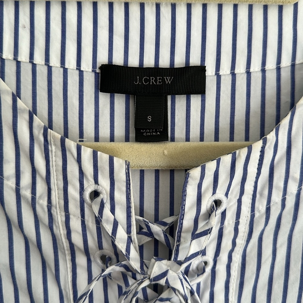 J.CREW Lace Up, Blue Striped Shirt-Dress, Size S - Picture 5 of 7